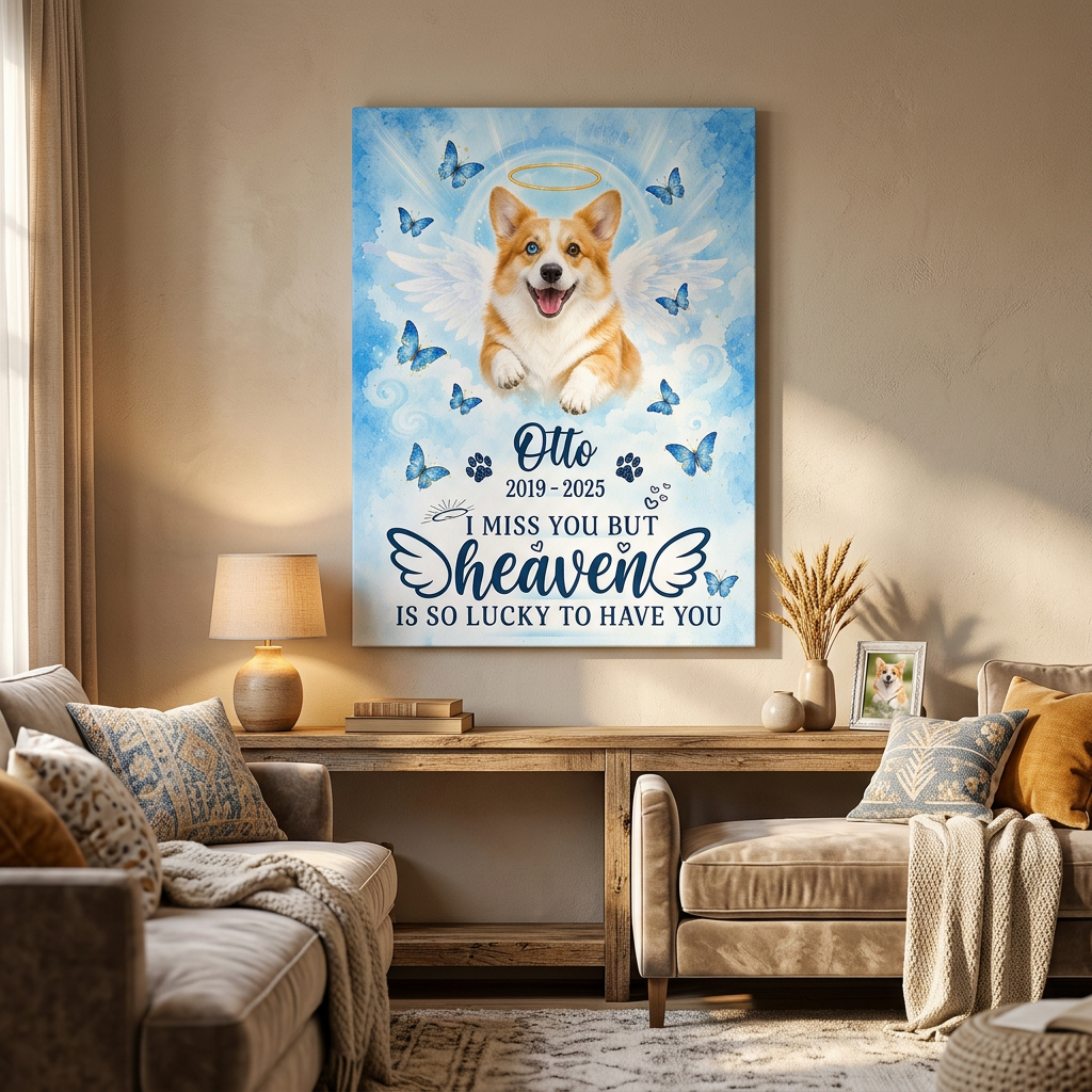 Personalized Pet Memorial Canvas Wall Art with Angel Wings - Dog Loss Remembrance Gift - Image 2 | WCV-12X8-EHIEU_AI_0041 WCV-14X11-EHIEU_AI_0041 WCV-18X12-EHIEU_AI_0041 WCV-20X16-EHIEU_AI_0041 WCV-24X16-EHIEU_AI_0041 WCV-24X20-EHIEU_AI_0041 WCV-30X20-EHIEU_AI_0041 WCV-30X24-EHIEU_AI_0041 WCV-36X24-EHIEU_AI_0041 WCV-40X30-EHIEU_AI_0041