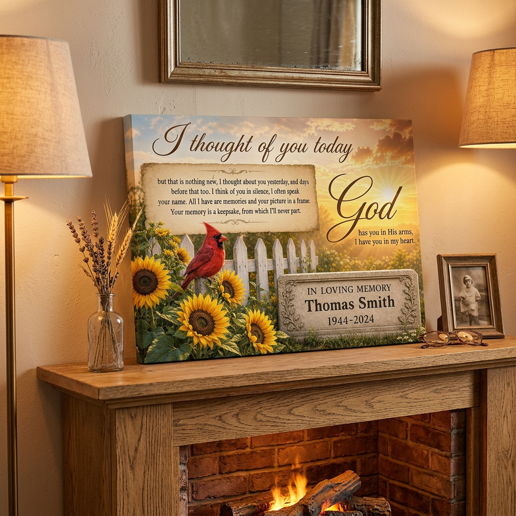 Personalized Cardinal Memorial Canvas Wall Art for Loss of a Loved One, Sympathy Remembrance Gift - Image 2