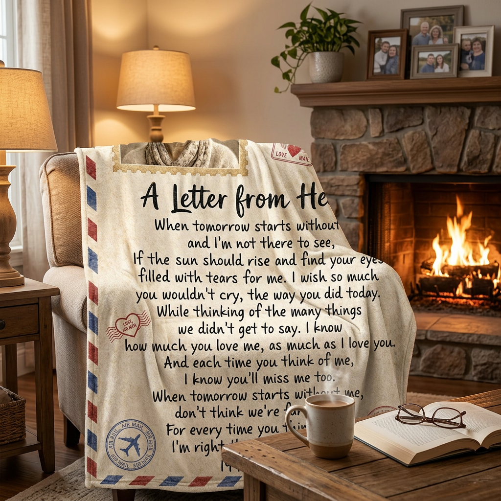 Personalized Memorial Photo Fleece Blanket - Letter from Heaven Sympathy Gift for Loss - Image 2
