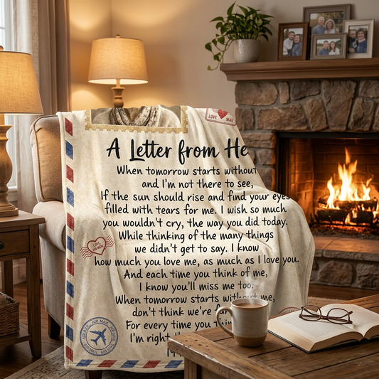 Personalized Memorial Photo Fleece Blanket - Letter from Heaven Sympathy Gift for Loss - Image 2
