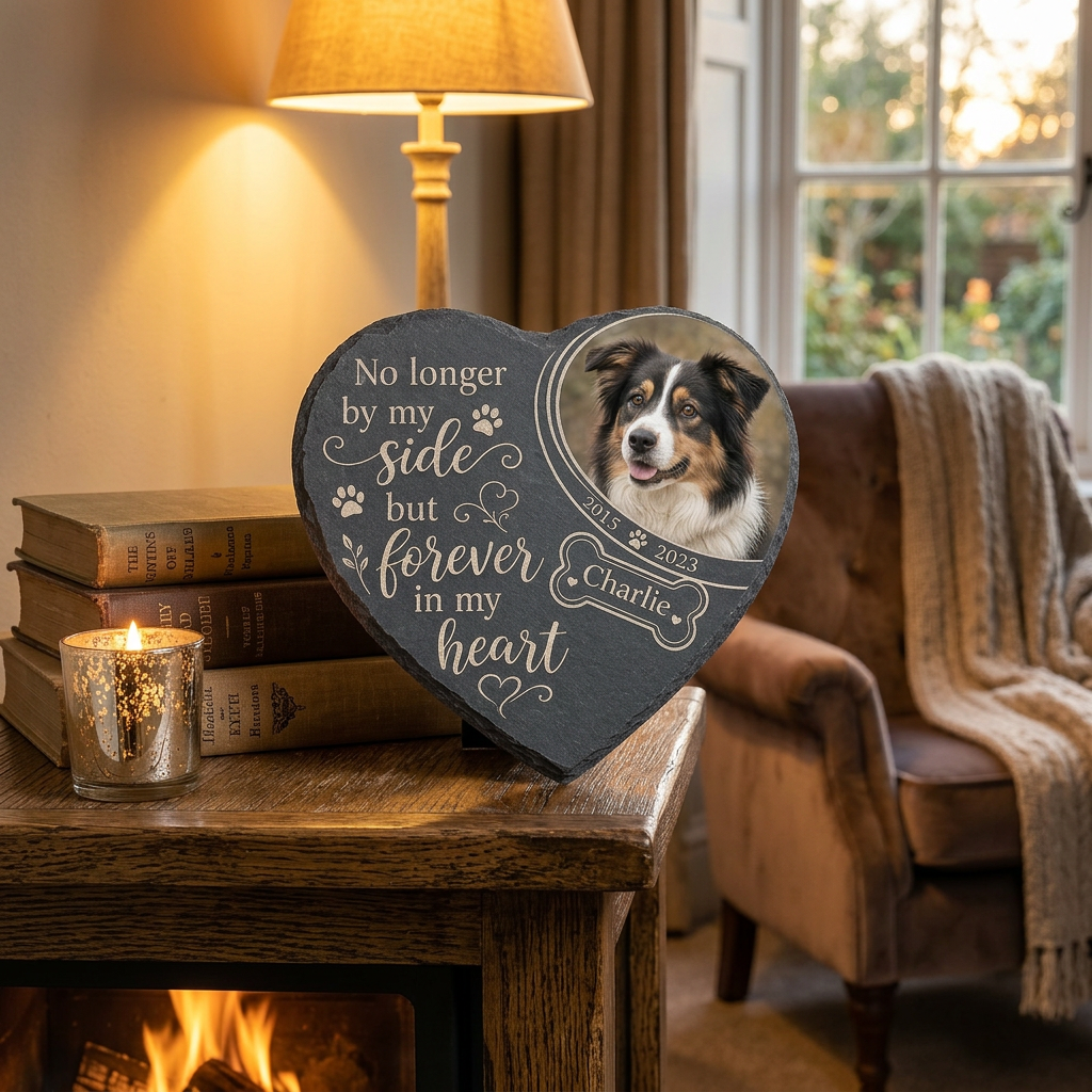 Personalized Heart-Shaped Pet Memorial Garden Stone with Photo for Dog Loss - Image 2 | VNMGSREPR1-6IN-EHIEU_AI_0419 VNMGSREPR1-8IN-EHIEU_AI_0419