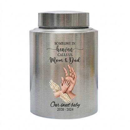 Personalized Teddy Bear Angel Wings Cross Metal Ash Container For Infant Loss Miscarriage Grieving Parents Mother Father Large Silver Gold Memorial Keepsake Urn, Memorial Gift, In Loving Memory - Image 2