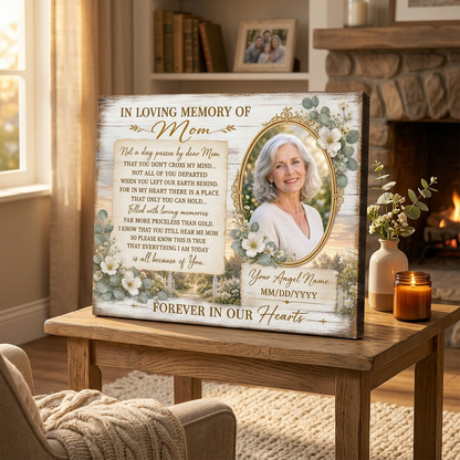Personalized Memorial Wall Canvas for Loss of Mother, In Loving Memory of Mom Sympathy Gift - Image 2