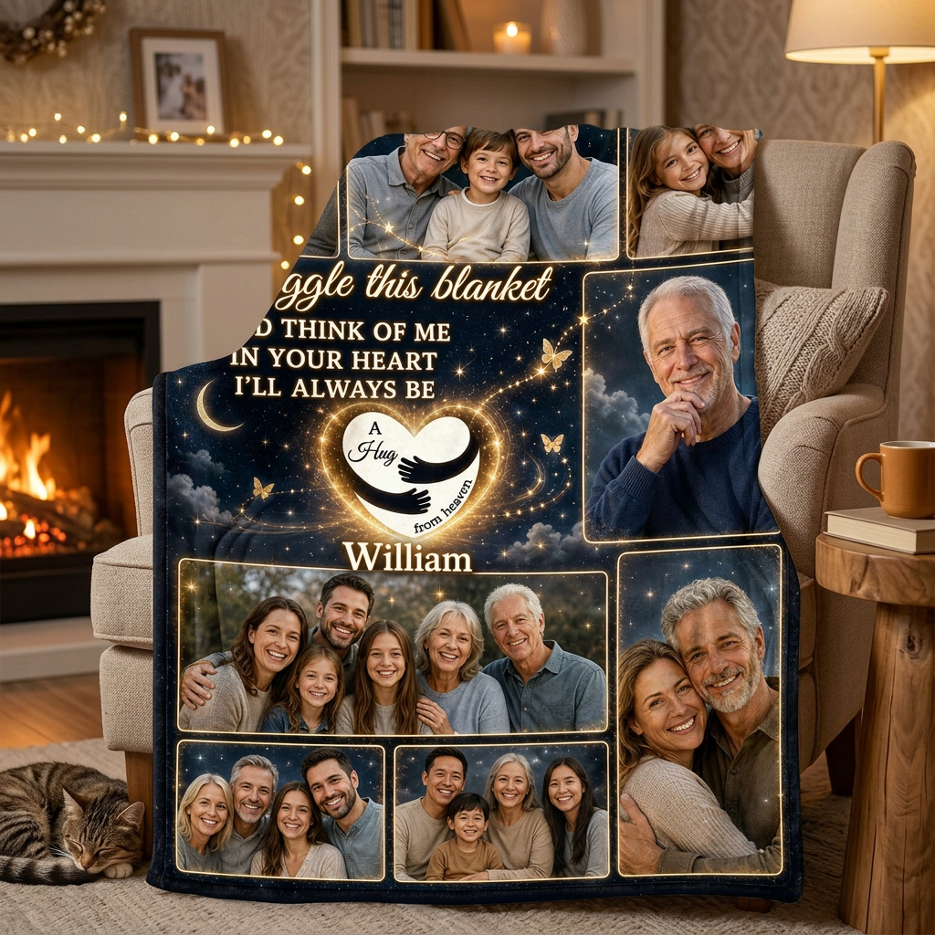 Personalized Memorial Photo Fleece Blanket - In Loving Memory Sympathy Gift for Family - Image 2