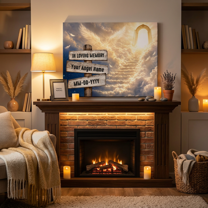 Personalized In Loving Memory Memorial Wall Canvas with Heaven Signpost Sympathy Gift for Loss of a Loved One - Image 2