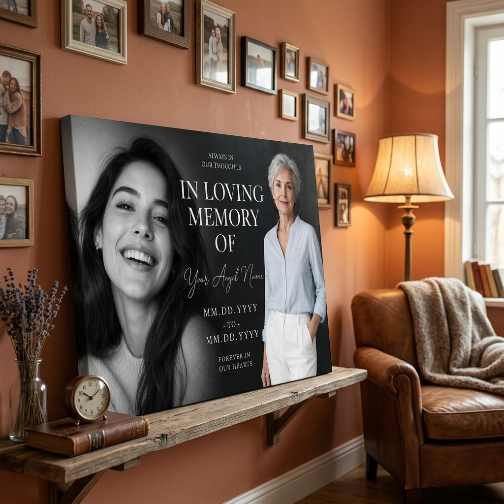 Personalized Memorial Photo Canvas Wall Art for Loss of Loved One Sympathy Keepsake Gift - Image 2