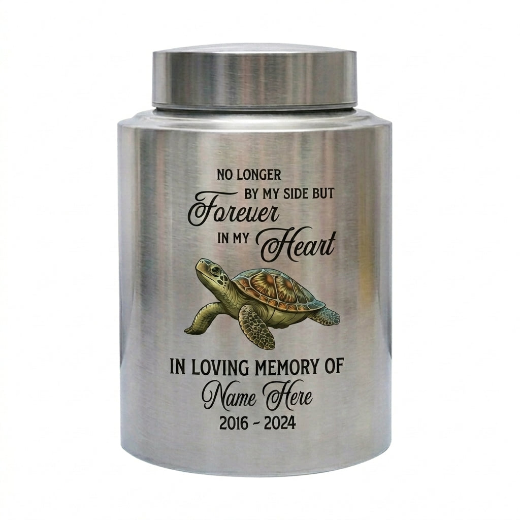 Personalized Turtle Tortoise Pet Loss Grief Tribute Ashes Holder Family Friends Relatives No Longer By My Side But Forever In My Heart Memorial Keepsake Urn, Memorial Gift, In Loving Memory - Image 2