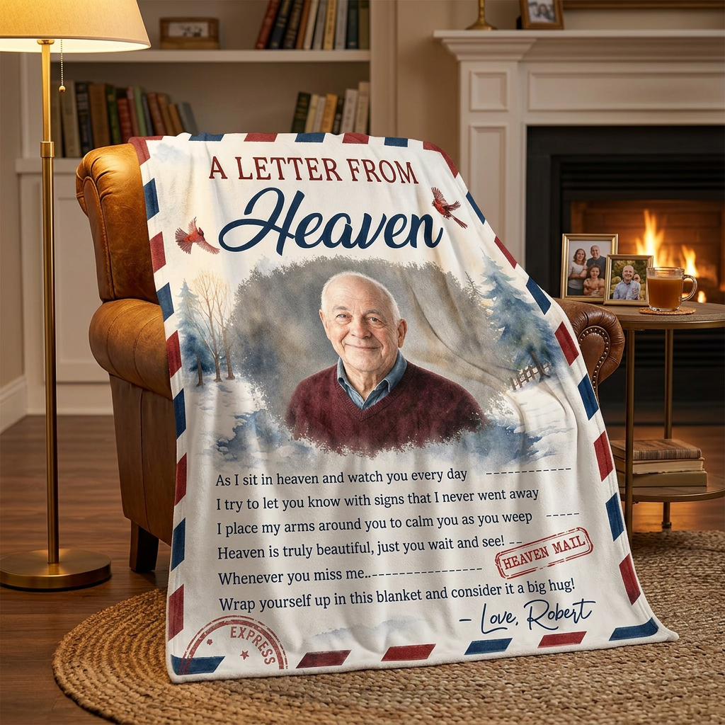 Personalized Photo A Letter From Heaven Memorial Fleece Blanket, Sympathy Gift for Loss of Loved One - Image 2
