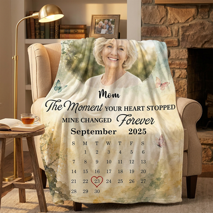 Personalized Memorial Photo Calendar Fleece Blanket for Loss of Mom, Mother Remembrance Gift - Image 2