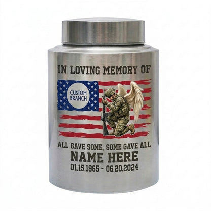 Personalized Veterans Memorial US Army Flag Stainless Steel Military Tribute Home Display Funeral Burial Large and Small Sizes Memorial Keepsake Urn, Memorial Gift, In Loving Memory - Image 2