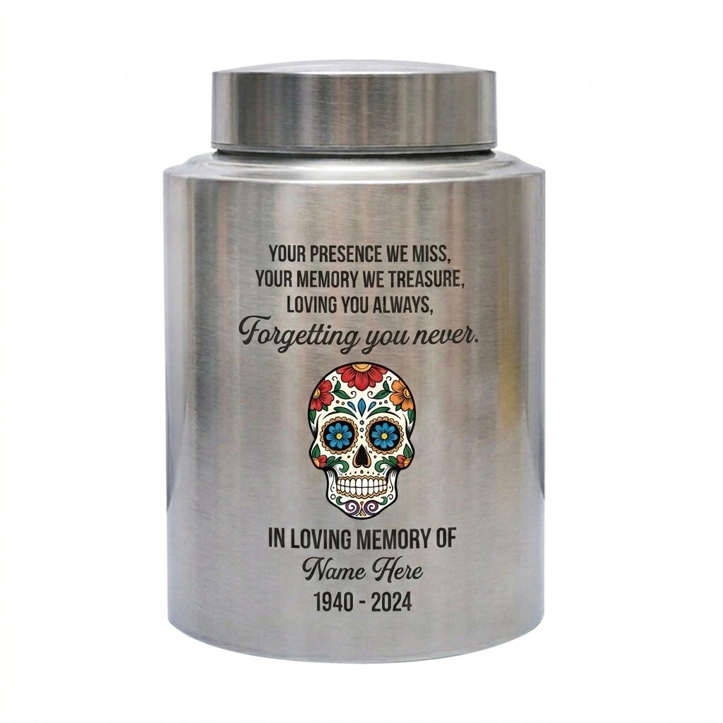 Personalized Sugar Skull Cremation Urn for Human Ashes, Day of the Dead Bereavement Remembrance Container for Loved Ones, Loss of Parent, Memorial Keepsake Urn, Memorial Gift, In Loving Memory - Image 2