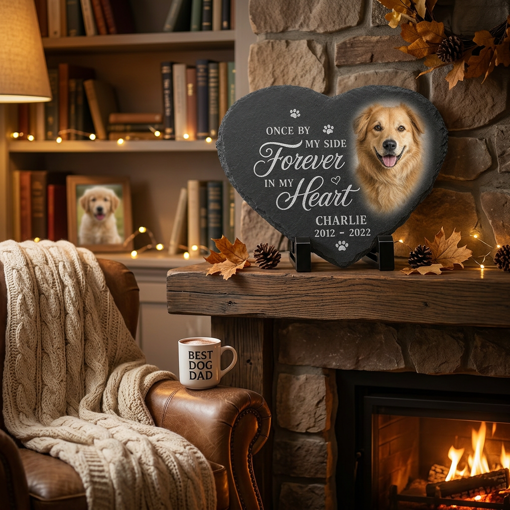 Personalized Heart Shaped Dog Memorial Stone with Photo – Pet Loss Gift - Image 2 | VNMGSREPR1-6IN-EHIEU_AI_0409 VNMGSREPR1-8IN-EHIEU_AI_0409