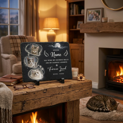 Personalized Cat Memorial Slate Stone Plaque with Photos – Custom Pet Loss Gift - Image 2 | VNMGSREPR1-6IN-EHIEU_AI_0431 VNMGSREPR1-8IN-EHIEU_AI_0431