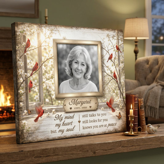 Personalized Memorial Cardinal Wall Canvas Photo Keepsake For Loss Of Mother Or Loved One - Image 2