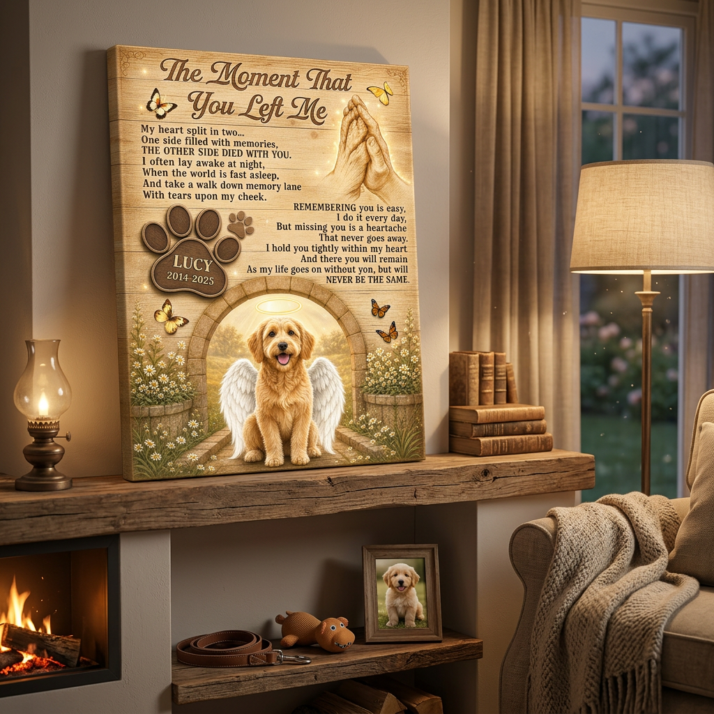 Personalized Dog Memorial Canvas Wall Art - Pet Loss Remembrance Gift with Angel Wings - Image 2 | WCV-12X8-EHIEU_AI_0037 WCV-14X11-EHIEU_AI_0037 WCV-18X12-EHIEU_AI_0037 WCV-20X16-EHIEU_AI_0037 WCV-24X16-EHIEU_AI_0037 WCV-24X20-EHIEU_AI_0037 WCV-30X20-EHIEU_AI_0037 WCV-30X24-EHIEU_AI_0037 WCV-36X24-EHIEU_AI_0037 WCV-40X30-EHIEU_AI_0037