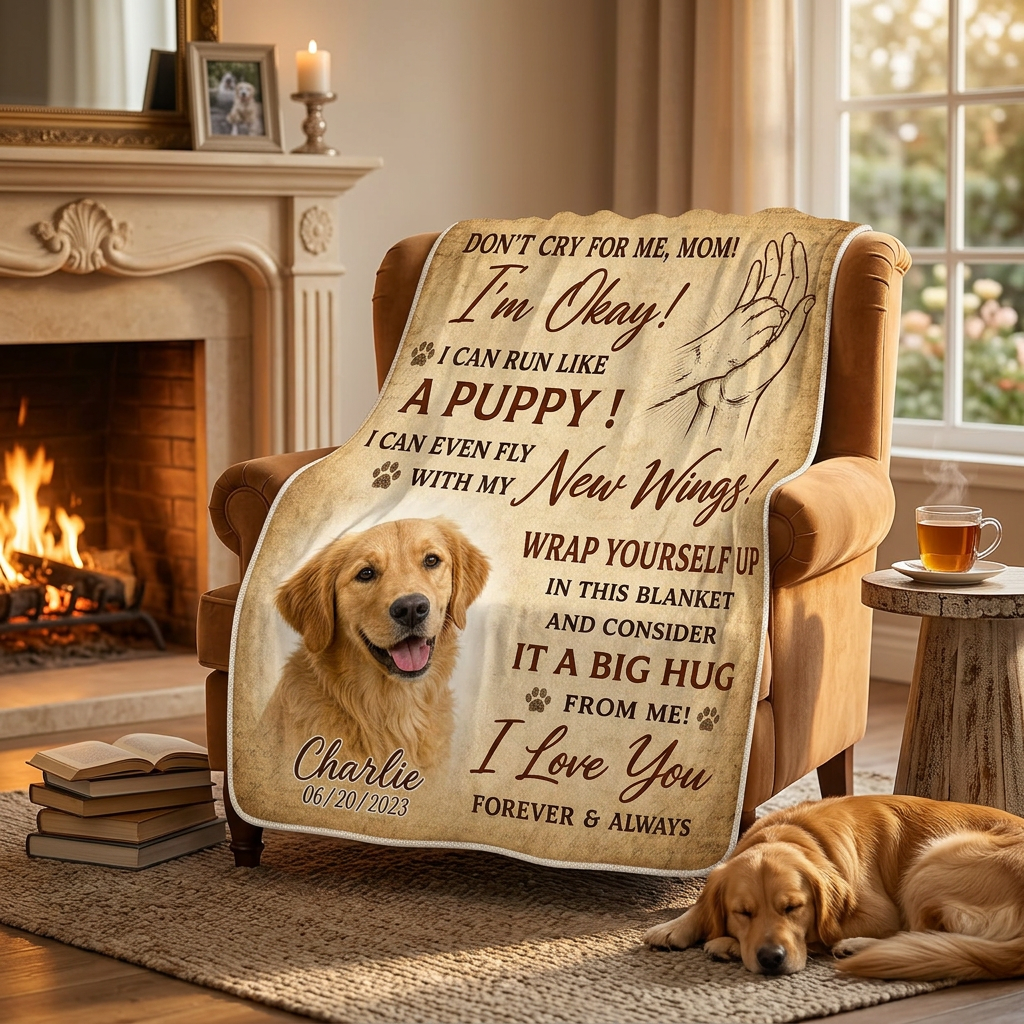 Personalized Pet Memorial Blanket - Custom Dog Photo Fleece Throw, Pet Loss Sympathy Gift - Image 2