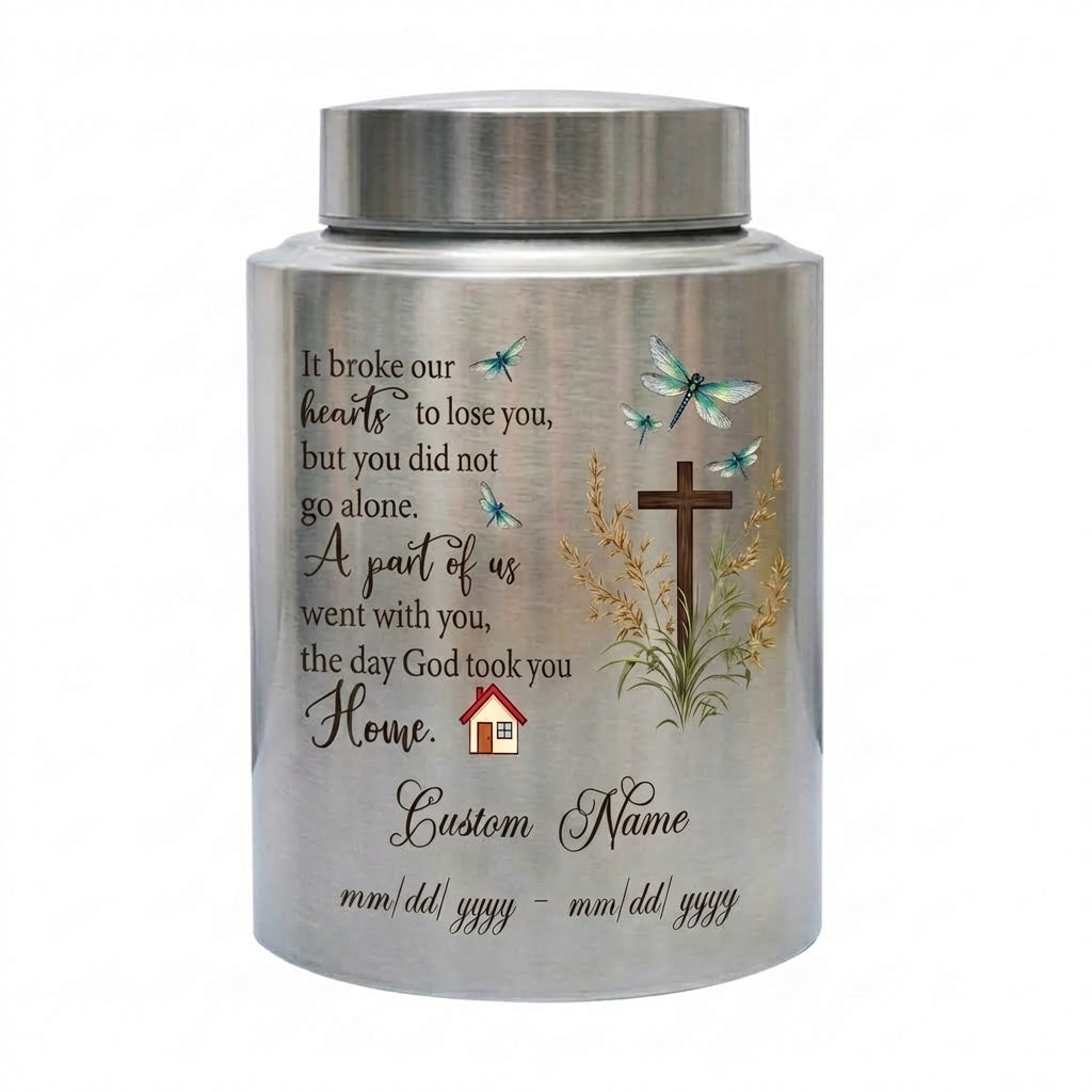 Personalized Dragonfly Stainless Steel Cremation Urn for Loss of Loved One Mother Father, Bereavement Ash Holder Small and Large Sizes, Memorial Keepsake Urn, Memorial Gift, In Loving Memory - Image 2