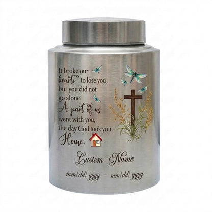 Personalized Dragonfly Stainless Steel Cremation Urn for Loss of Loved One Mother Father, Bereavement Ash Holder Small and Large Sizes, Memorial Keepsake Urn, Memorial Gift, In Loving Memory - Image 2