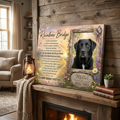 Personalized Dog Memorial Rainbow Bridge Wall Canvas - Custom Pet Photo Remembrance Gift - Image 2 | WCV-12X8-EHIEU_AI_0023 WCV-14X11-EHIEU_AI_0023 WCV-18X12-EHIEU_AI_0023 WCV-20X16-EHIEU_AI_0023 WCV-24X16-EHIEU_AI_0023 WCV-24X20-EHIEU_AI_0023 WCV-30X20-EHIEU_AI_0023 WCV-30X24-EHIEU_AI_0023 WCV-36X24-EHIEU_AI_0023 WCV-40X30-EHIEU_AI_0023