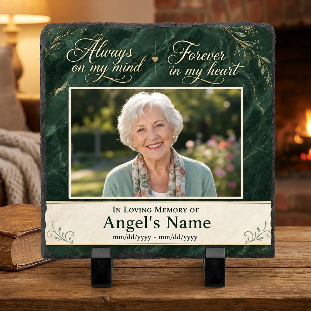Personalized Memorial Photo Slate Stone – In Loving Memory Bereavement Gift - Image 2 | VNMGSREPR1-6IN-EHIEU_AI_0457 VNMGSREPR1-8IN-EHIEU_AI_0457