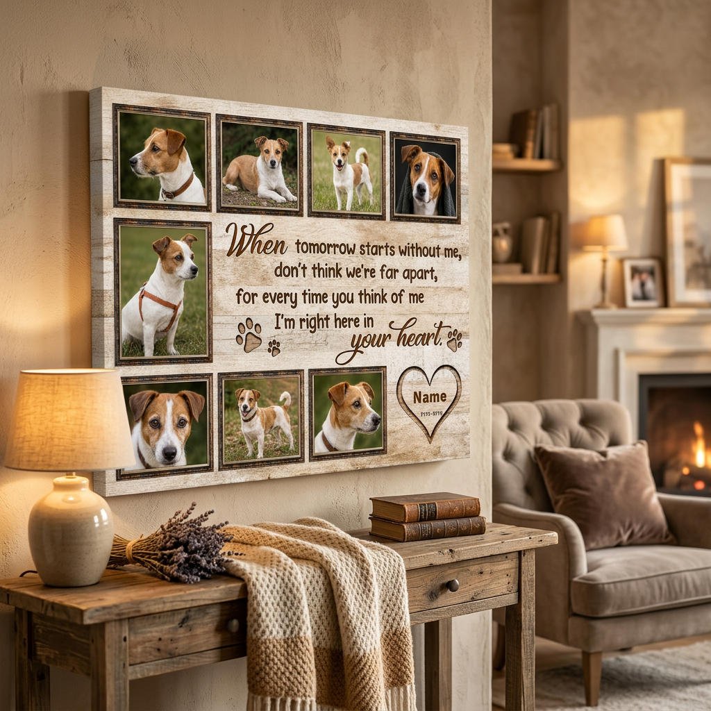 Personalized Dog Memorial Photo Collage Canvas - Custom Pet Loss Gift Wall Art - Image 2