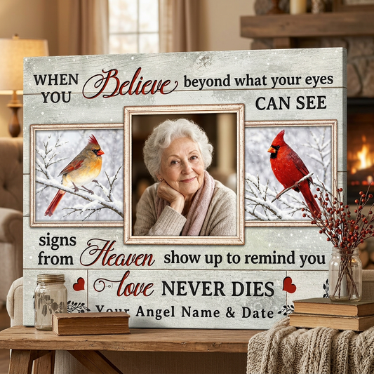 Personalized Cardinal Memorial Canvas Photo Gift for Loss of Loved One - Image 2
