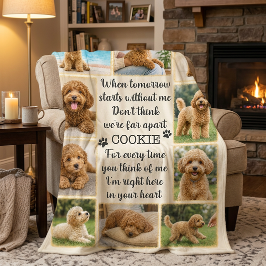 Personalized Pet Memorial Photo Collage Fleece Blanket - Dog Remembrance Gift for Loss of Pet - Image 2
