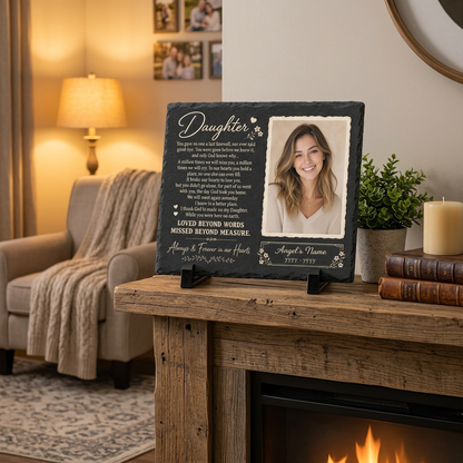 Personalized Daughter Memorial Garden Stone – Custom Photo Slate Plaque Gift - Image 2 | VNMGSREPR1-6IN-EHIEU_AI_0446 VNMGSREPR1-8IN-EHIEU_AI_0446