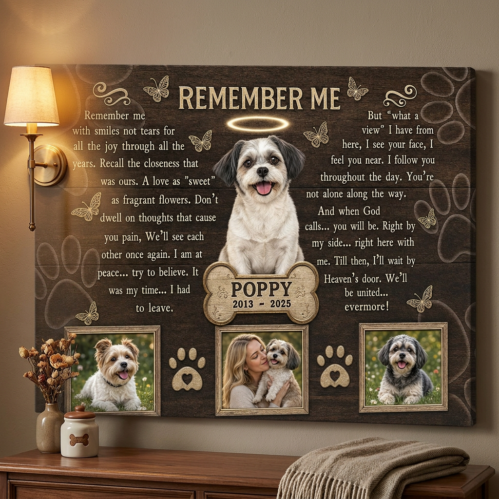Personalized Pet Memorial Wall Canvas - Custom Dog Photo Remembrance Gift for Pet Loss - Image 2 | WCV-12X8-EHIEU_AI_0029 WCV-14X11-EHIEU_AI_0029 WCV-18X12-EHIEU_AI_0029 WCV-20X16-EHIEU_AI_0029 WCV-24X16-EHIEU_AI_0029 WCV-24X20-EHIEU_AI_0029 WCV-30X20-EHIEU_AI_0029 WCV-30X24-EHIEU_AI_0029 WCV-36X24-EHIEU_AI_0029 WCV-40X30-EHIEU_AI_0029