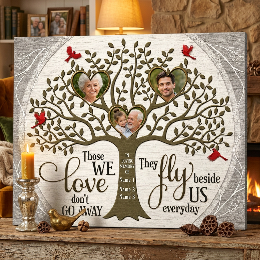 Personalized Memorial Family Tree Wall Canvas with Photos, In Loving Memory Sympathy Gift - Image 2