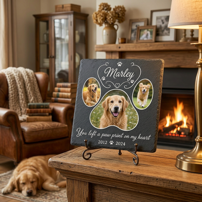 Personalized Dog Memorial Garden Stone – Paw Print Pet Loss Gift with Photo - Image 2 | VNMGSREPR1-6IN-EHIEU_AI_0412 VNMGSREPR1-8IN-EHIEU_AI_0412