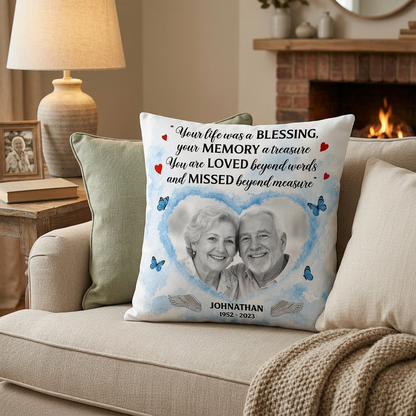 Personalized Memorial Photo Pillow When You Miss Me Hug This Sympathy Gift for Family - Image 2