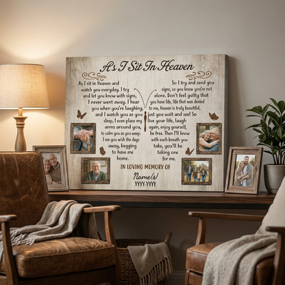Personalized Memorial Wall Canvas As I Sit In Heaven Sympathy Gift For Loss Of Loved One - Image 2