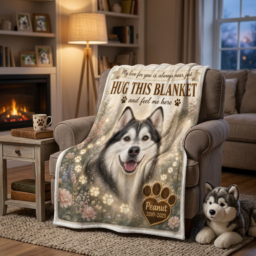 Personalized Pet Memorial Photo Fleece Blanket - Dog Cat Loss Sympathy Gift, Custom Name & Years - Image 2