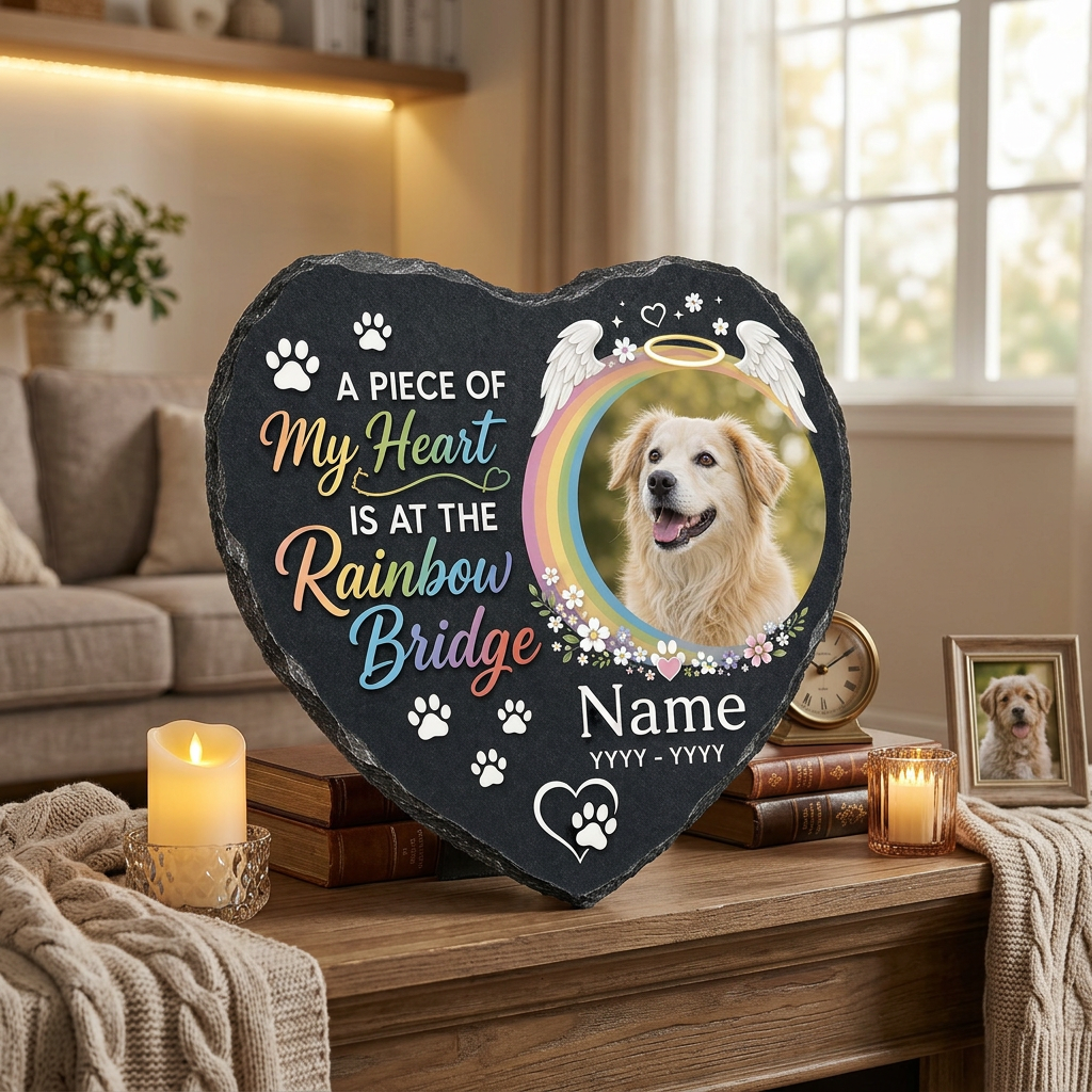 Personalized Rainbow Bridge Pet Memorial Garden Stone with Photo, Dog Loss Gift - Image 2 | VNMGSREPR1-6IN-EHIEU_AI_0464 VNMGSREPR1-8IN-EHIEU_AI_0464