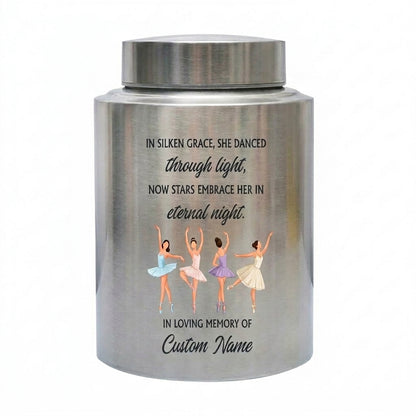 Personalized Ballet Ballerina Custom UV Printed Stainless Steel Female Dancer Loss Tribute Cremation Ashes Display 2 Sizes Small Large Memorial Keepsake Urn, Memorial Gift, In Loving Memory - Image 2