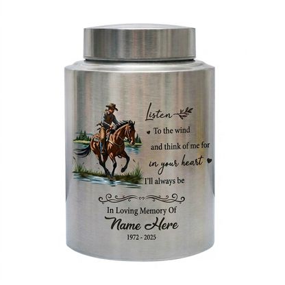 Personalized Cowboy Boots Hat Cross Stainless Steel Urn for Adult Human Ashes, Western Sympathy Present for Loss of Father Husband, Memorial Keepsake Urn, Memorial Gift, In Loving Memory - Image 2