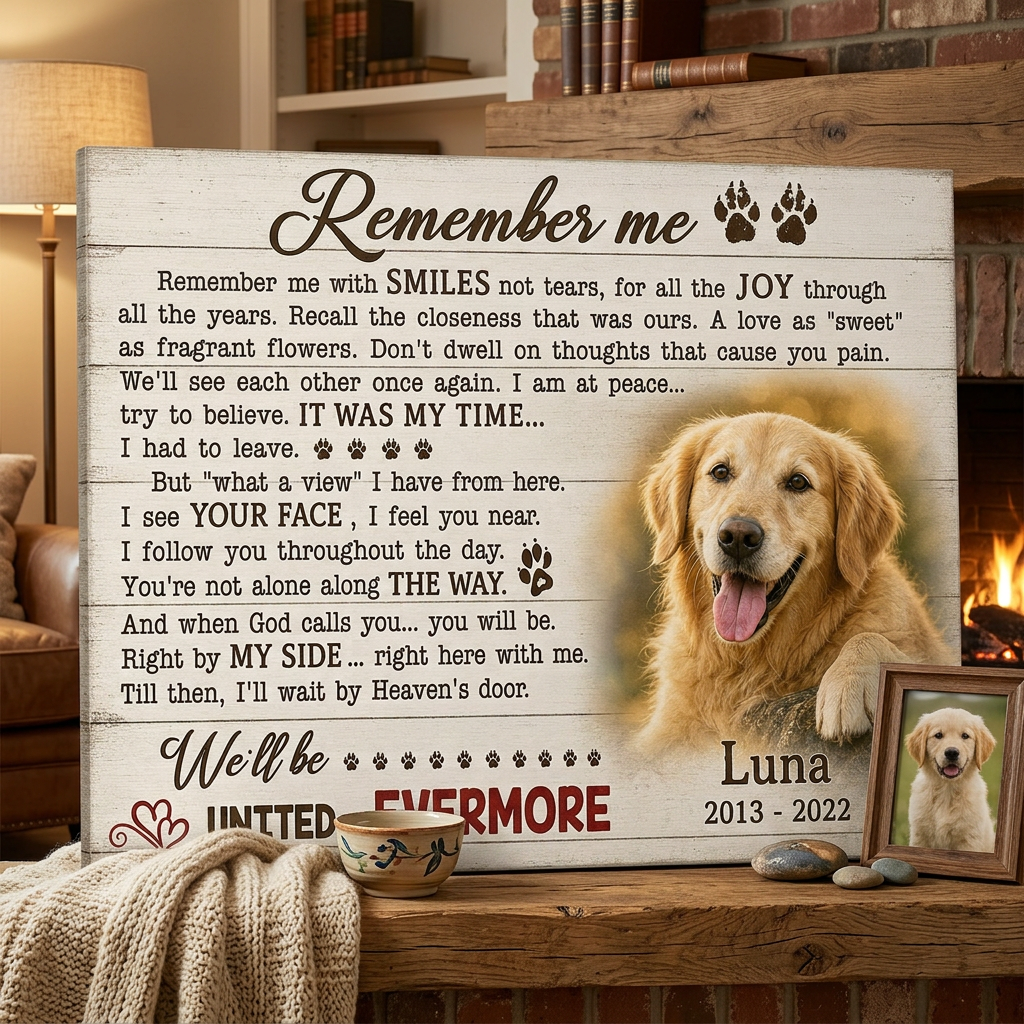 Personalized Dog Memorial Photo Canvas Print, Pet Loss Sympathy Gift, Remember Me Wall Sign - Image 2 | WCV-12X8-EHIEU_AI_0034 WCV-14X11-EHIEU_AI_0034 WCV-18X12-EHIEU_AI_0034 WCV-20X16-EHIEU_AI_0034 WCV-24X16-EHIEU_AI_0034 WCV-24X20-EHIEU_AI_0034 WCV-30X20-EHIEU_AI_0034 WCV-30X24-EHIEU_AI_0034 WCV-36X24-EHIEU_AI_0034 WCV-40X30-EHIEU_AI_0034