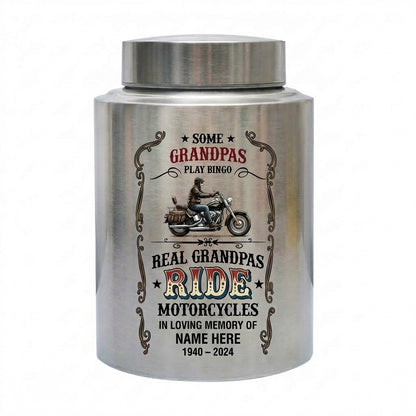 Personalized Motorcycle Stainless Steel Large Urn for Human Ashes, Real Grandpas Ride Motorcycles Biker Dad Grandfather Tribute, Memorial Keepsake Urn, Memorial Gift, In Loving Memory - Image 2
