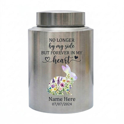 Personalized Rabbit No Longer By My Side In My Heart UV Printed Metal Pet Loss Bereavement Sympathy Present For Bunny Owners 2 Sizes Memorial Keepsake Urn, Memorial Gift, In Loving Memory - Image 2