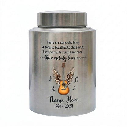 Personalized Music Lovers Guitar Stainless Steel Cremation Urn for Adult Human Ashes, Funeral Burial Decorative UV Printed Small Large, Memorial Keepsake Urn, Memorial Gift, In Loving Memory - Image 2