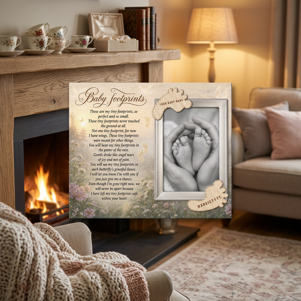 Personalized Baby Footprints Memorial Canvas | Infant Loss Keepsake Art - Image 2