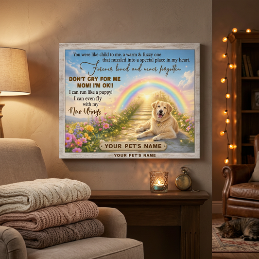 Personalized Dog Memorial Wall Canvas Rainbow Bridge Gift for Pet Loss Mom - Image 2