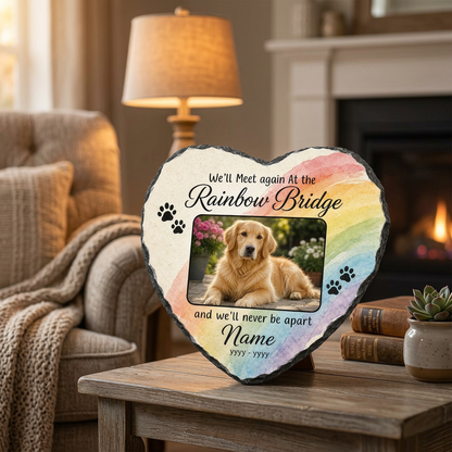 Personalized Dog Memorial Garden Stone, Pet Loss Gift, Rainbow Bridge Slate - Image 2 | VNMGSREPR1-6IN-EHIEU_AI_0490 VNMGSREPR1-8IN-EHIEU_AI_0490