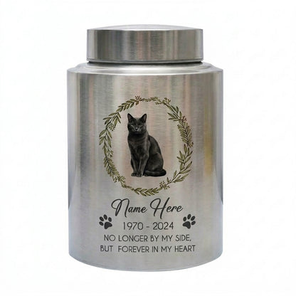 Personalized Cat Paw Print Wreath Pet Memorial Large Stainless Steel Urn for Ashes Cat Loss Sympathy Gift Mom Dad Lovers Custom Date Memorial Keepsake Urn, Memorial Gift, In Loving Memory - Image 2