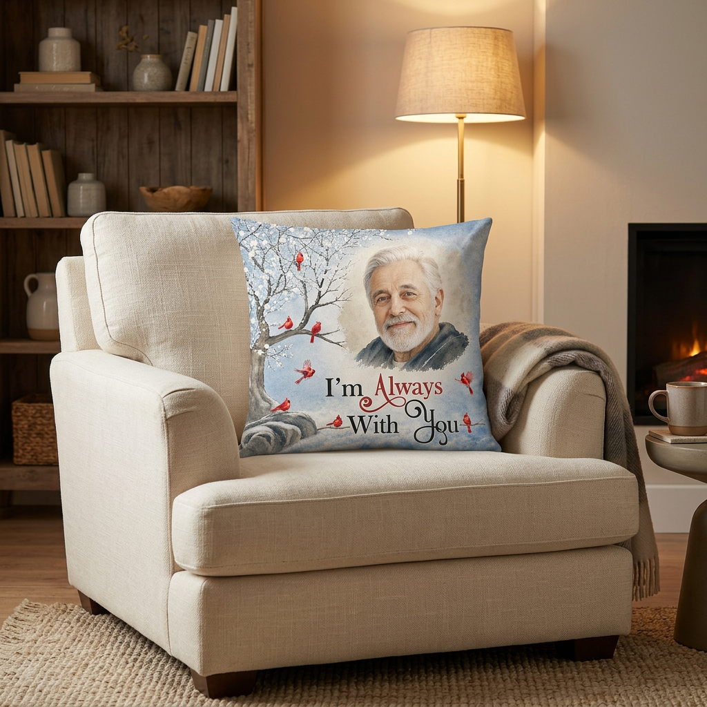 Personalized Memorial Photo Pillow - I'm Always With You Cardinal Sympathy Gift for Loss of Loved One - Image 2
