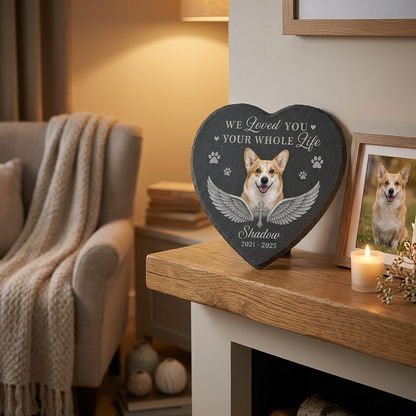 Personalized Pet Memorial Heart Shaped Garden Stone with Photo – Dog Loss Gift - Image 2 | VNMGSREPR1-6IN-EHIEU_AI_0417 VNMGSREPR1-8IN-EHIEU_AI_0417
