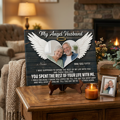 Personalized My Angel Husband Memorial Wall Canvas Gift for Loss of Husband Remembrance - Image 2