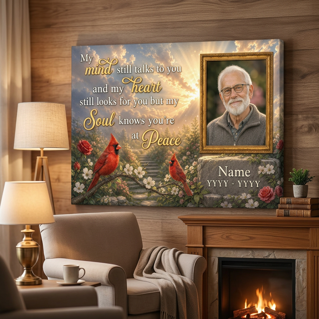 Personalized Memorial Cardinal Wall Canvas for Loss of Loved One Sympathy Remembrance Gift - Image 2