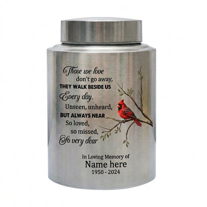 Personalized Cardinal Bird Stainless Steel Large Cremation Urn For Human Ashes Loss Of Loved One Bereavement Ash Holder 5.9x3.9 7.5x5.1 Memorial Keepsake Urn, Memorial Gift, In Loving Memory - Image 2